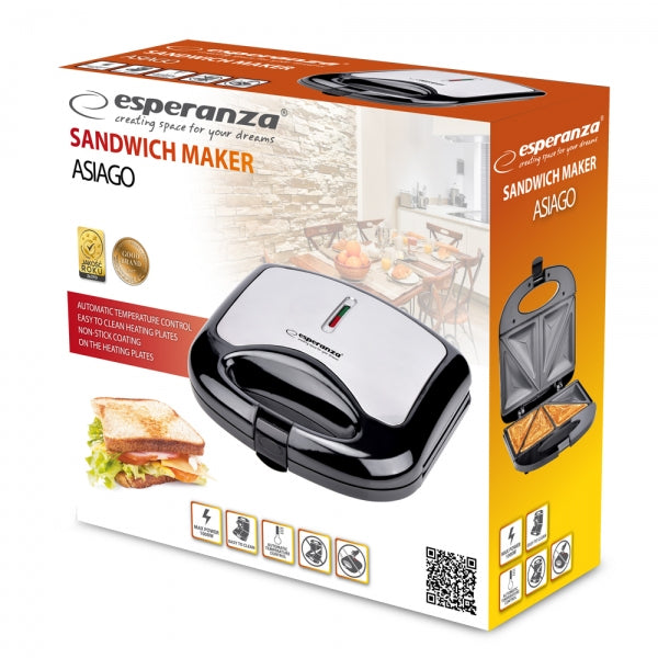 Prajitor de paine tip Sandwich maker Esperanza Asiago EKT011 1000W Negru/Gri "EKT011"