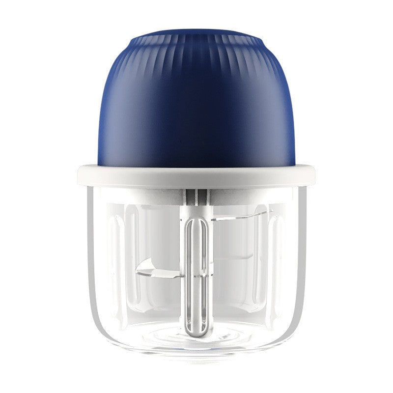 Tocator Electric pentru Bucatarie, Model Presa Electrica pentru Legume Fructe Carne Umpluturi Sosuri, Otel Inoxidabil, 14 x 10.5 x 10.5 cm, 350 ml, Albastru Inchis