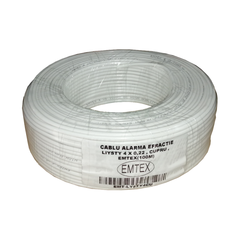 Cablu alarma efractie LiYStY 4 x 0,22, Cupru, EMTEX (100m) "EMT-LY(ST)Y4CU"