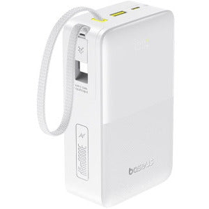 POWER BANK Baseus EnerFill FC51 Bipow 2 Pro Digital, capacitate 30000mAh 22.5W, 1 x USB, 1 x USB Type-C, cablu integrat USB Type-C, display, alb "E0028101" - 6932172698638
