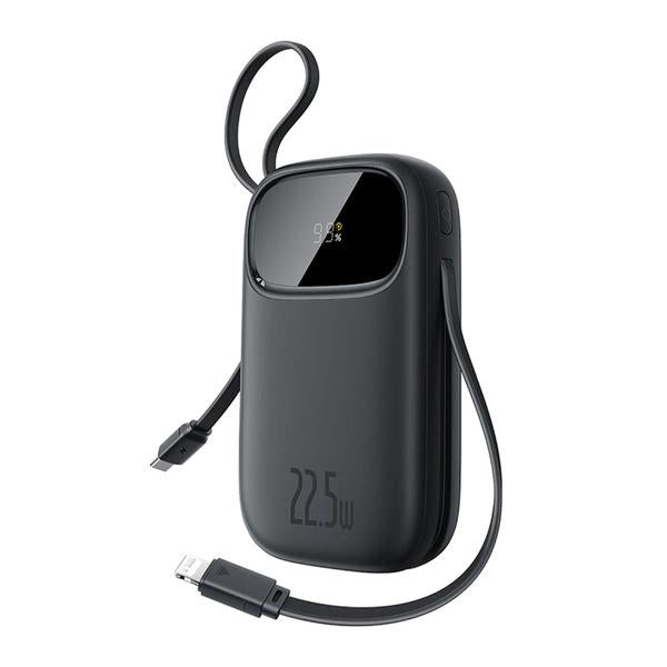 POWER BANK Baseus Qpow3, 10000mAh, 22.5W, 1 x USB, cablu integrat USB Type-C, cablu integrat Iphone Lightning, negru, "P10082106123-00" - 6932172691219
