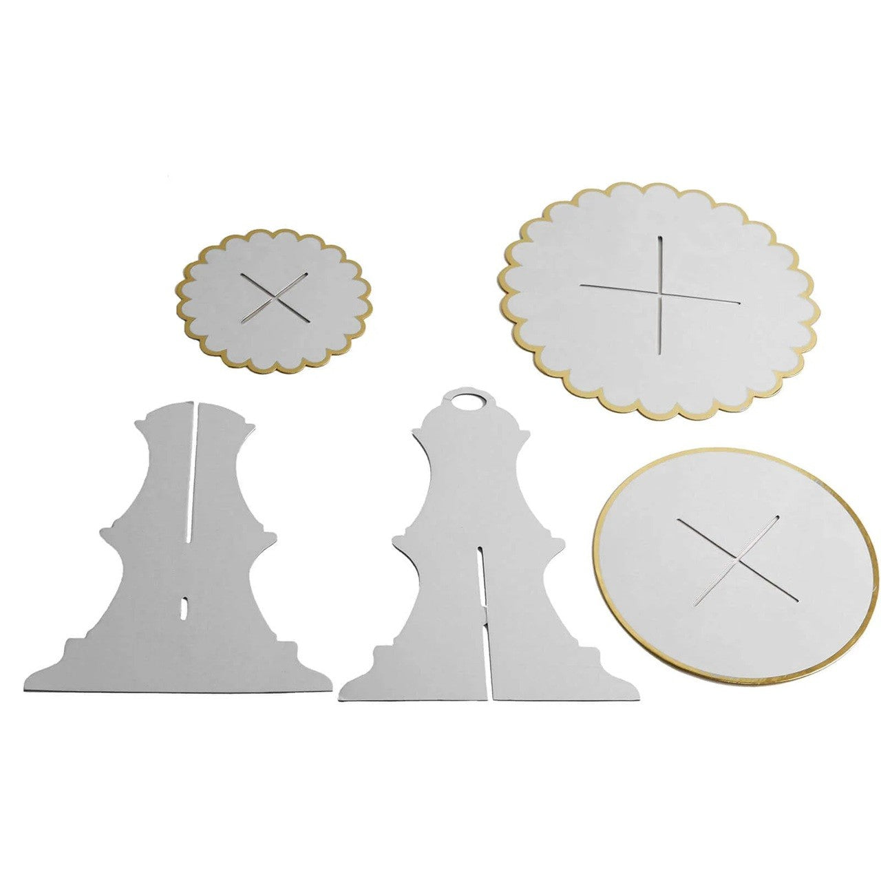 Etajera pentru Prajituri, din Carton, 3 Nivele, 16/22/29 cm Diametru, Inaltime 38 cm, Alb