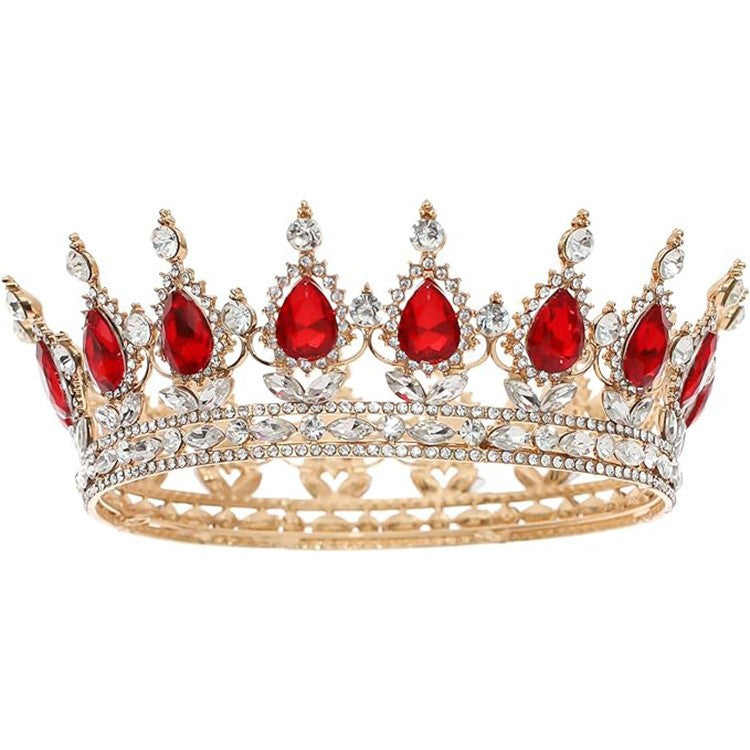 Diadema, din Aliaj, cu Cristale, Accesoriu Par, Aniversare, Nunta, Petrecere, 15 x 5.3 x 12.5 cm, Rosu/Alb
