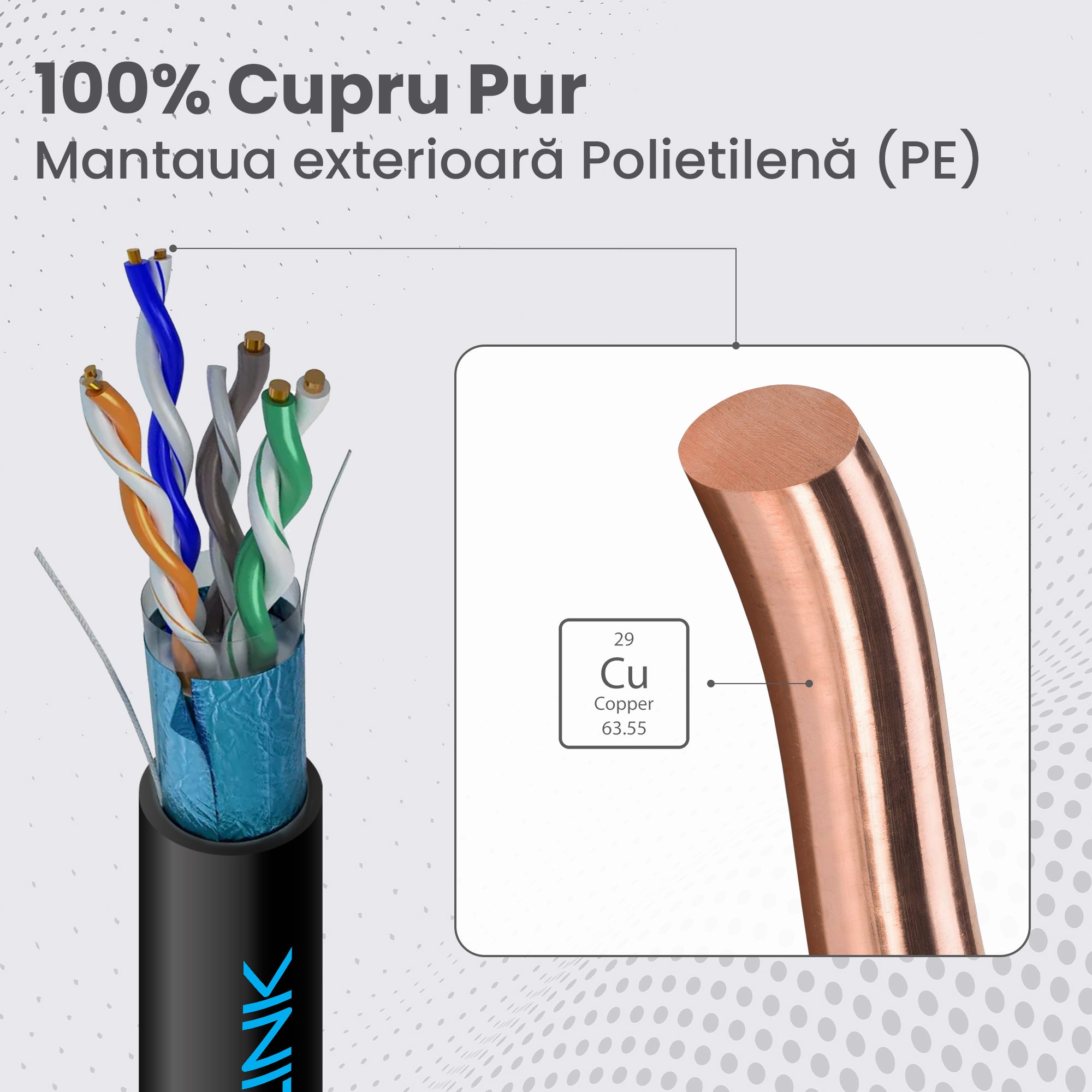 Extralink cablu retea de exterior FTP Cat.5E full cupru 305M "EX.8710"