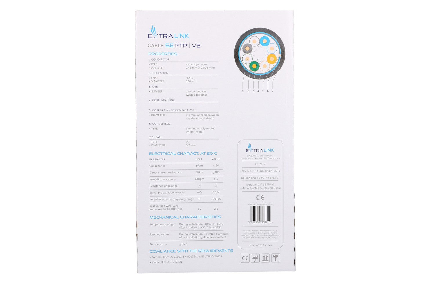 Extralink cablu retea de exterior FTP Cat.5E full cupru 305M "EX.8710"