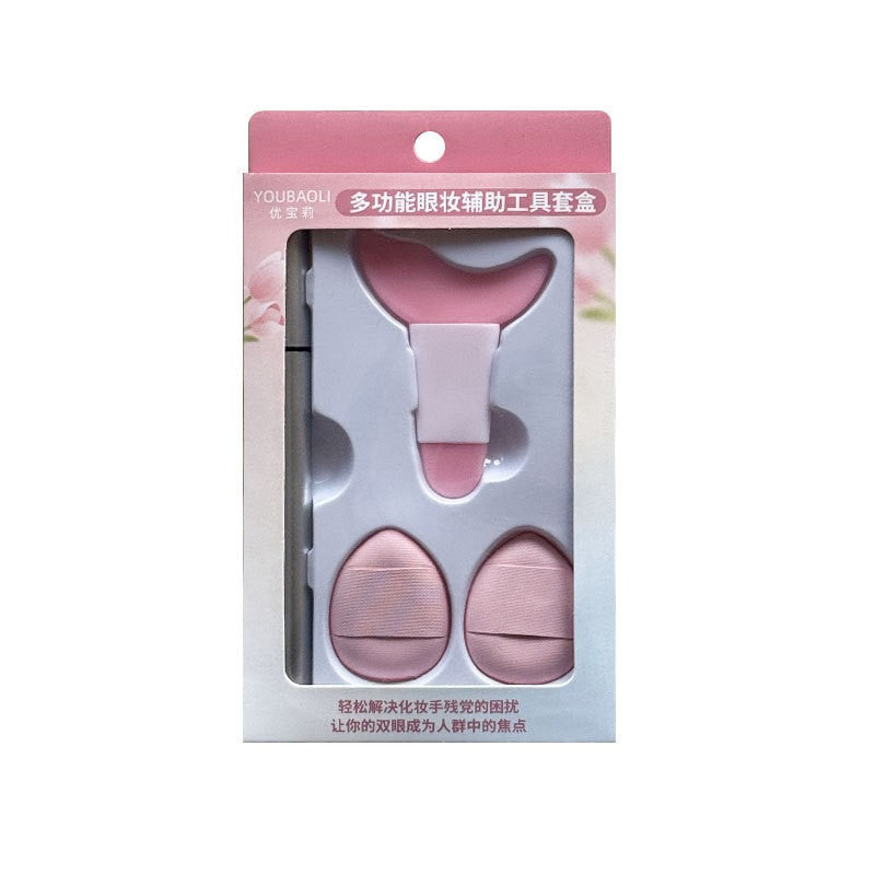 Kit de Aplicare Tuș pentru Începători, 4 Piese, Șablon Eyeliner și Accesorii Machiaj, Tuș Impermeabil Negru, Cutie Roz