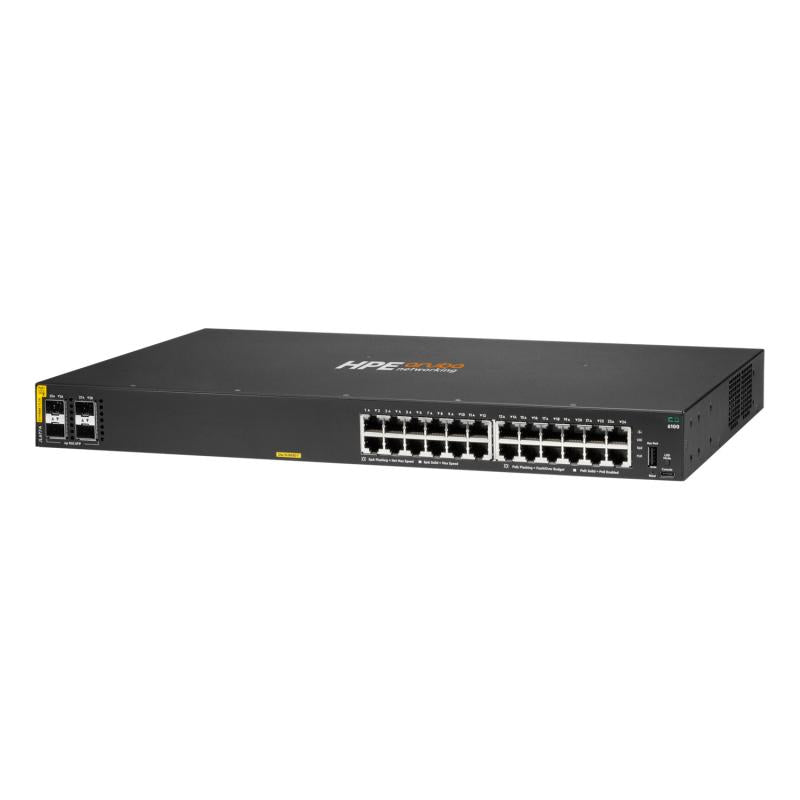 Aruba 6100 24G CL4 4SFP+ Swch (HPE Aruba Networking Cx 6100 24G Class4 PoE 4SFP+ 370W Switch)