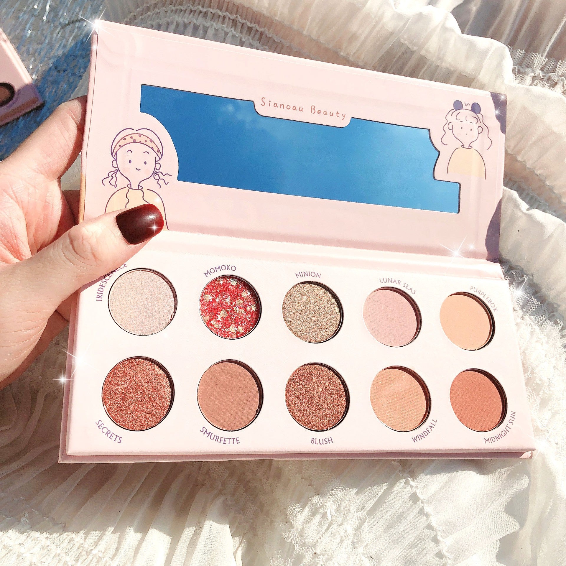 Paleta de farduri Sianoau cu 10 de culori sidefate