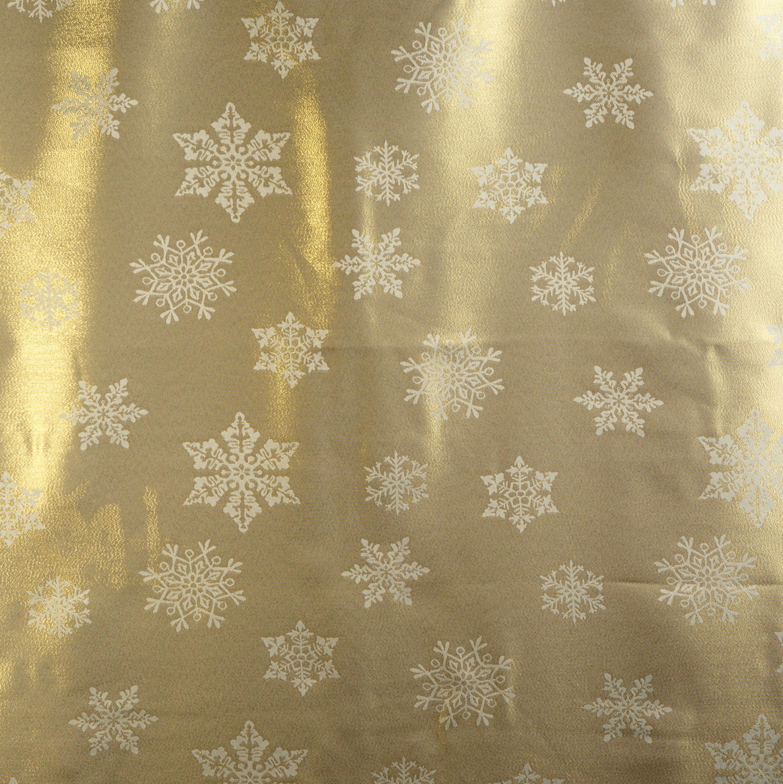 Față de masă decorativă – 140 x 240 cm – 100% poliester – model fulg de nea, culoare aurie