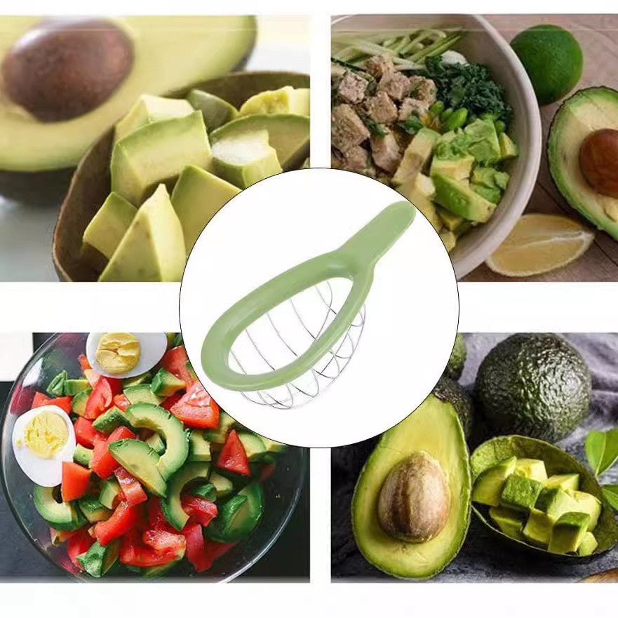 Feliator de Avocado, pentru Taierea in Cubulete, Multifunctional, pentru Bucatarie, Otel Inoxidabil, ABS, 16x8x5 cm, Verde