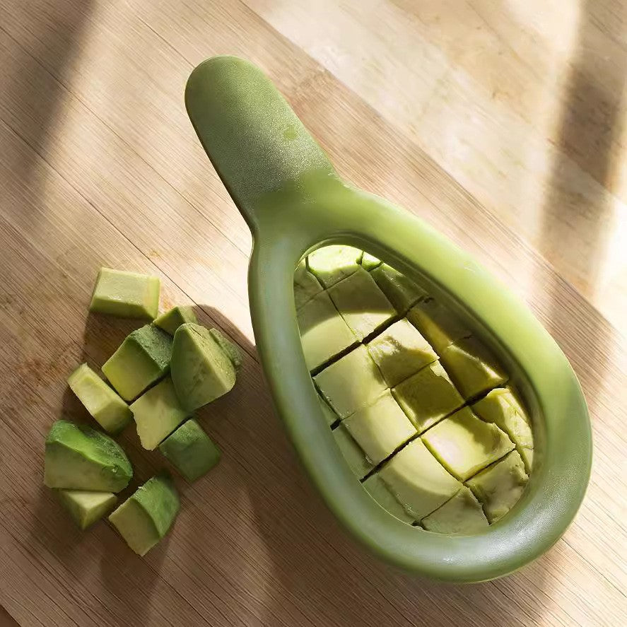 Feliator de Avocado, pentru Taierea in Cubulete, Multifunctional, pentru Bucatarie, Otel Inoxidabil, ABS, 16x8x5 cm, Verde