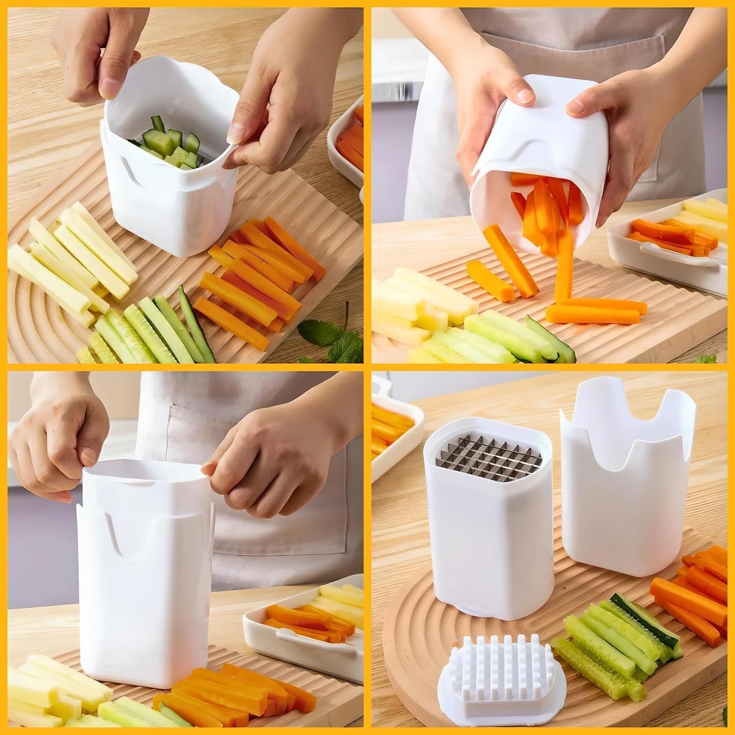 Feliator de Fructe si Legume, din Plastic si Otel, Mecanic, Taiere 1.2 cm Grosime, 14 x 9.5 x 8 cm, Alb