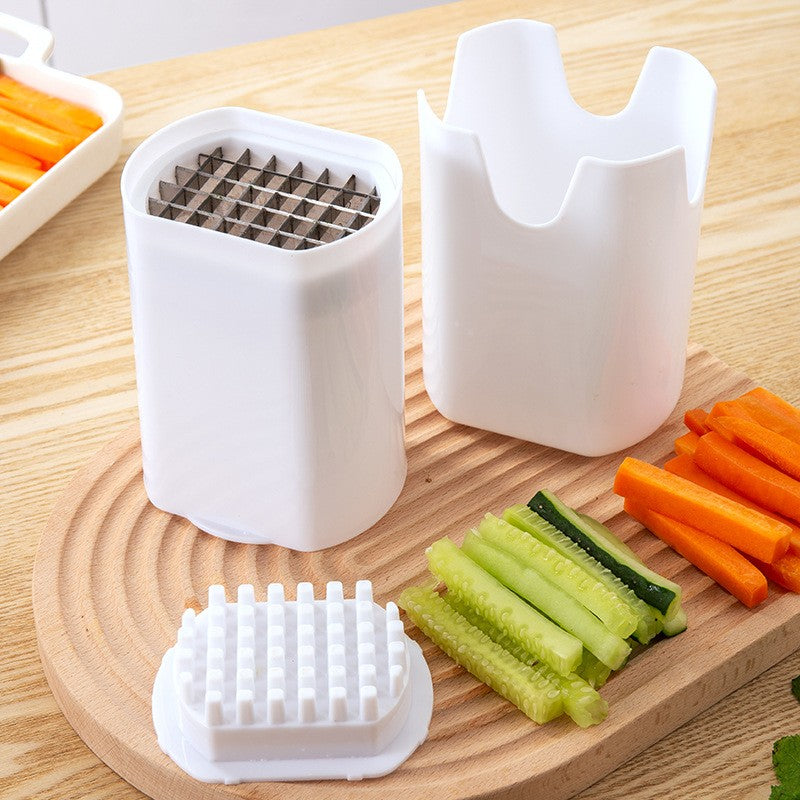 Feliator de Fructe si Legume, din Plastic si Otel, Mecanic, Taiere 1.2 cm Grosime, 14 x 9.5 x 8 cm, Alb
