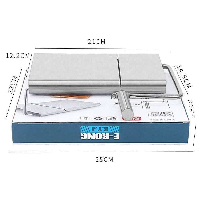 Feliator manual pentru cascaval, salam, prajituri, unt, din otel inoxidabil, usor de curatat si utilizat, 5 lame de schimb incluse, picioare antiderapante, 21 x 12.2 x 2.8 cm, argintiu