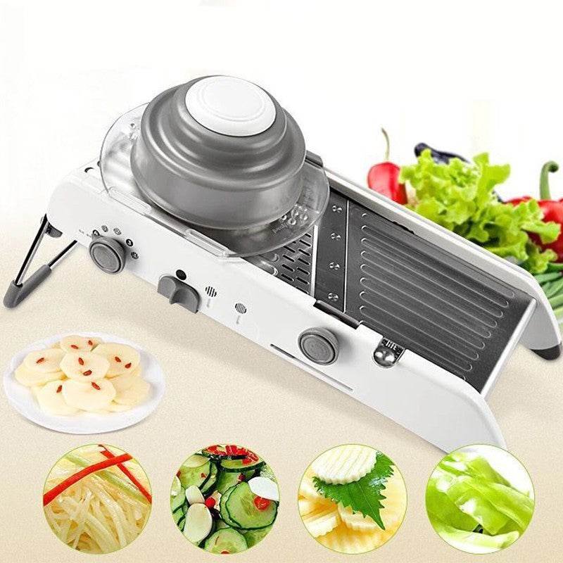 Feliator Manual Multifunctional, Usor de Folosit, pentru Legume, Fructe, Razatoare, Otel Inoxidabil, Accesoriu Bucatarie, 39 x 11.5 x 12.5 cm Alb