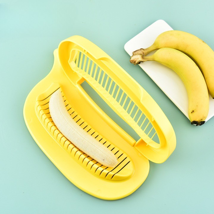 Feliator Multifunctional pentru Alimente, Model Banana, pentru Legume si Fructe, Accesoriu pentru Bucatarie, 28.8x18.3 cm, Galben