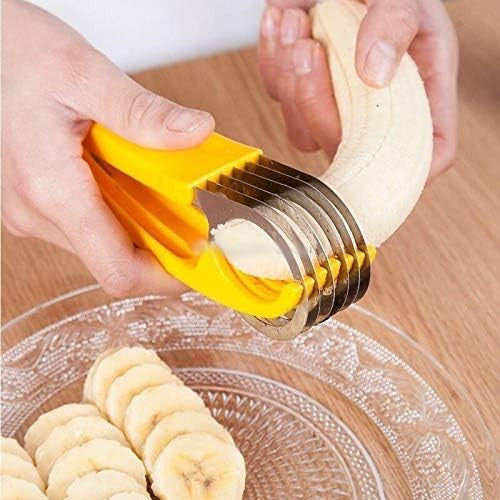 Feliator pentru Alimente, Accesoriu pentru Bucatarie, Cutit pentru Legume si Fructe, Model Banana, Ergonomic, 17.5x5x4 cm, Galben