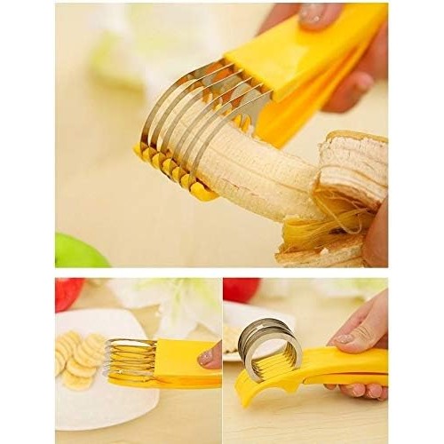 Feliator pentru Alimente, Accesoriu pentru Bucatarie, Cutit pentru Legume si Fructe, Model Banana, Ergonomic, 17.5x5x4 cm, Galben