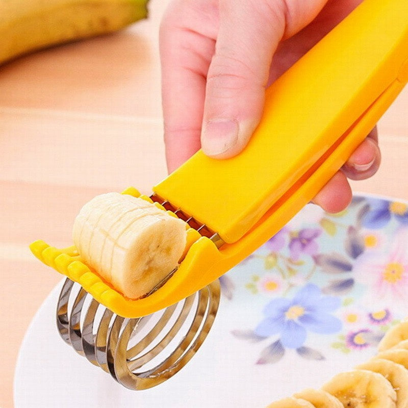 Feliator pentru Alimente, Accesoriu pentru Bucatarie, Cutit pentru Legume si Fructe, Model Banana, Ergonomic, 17.5x5x4 cm, Galben