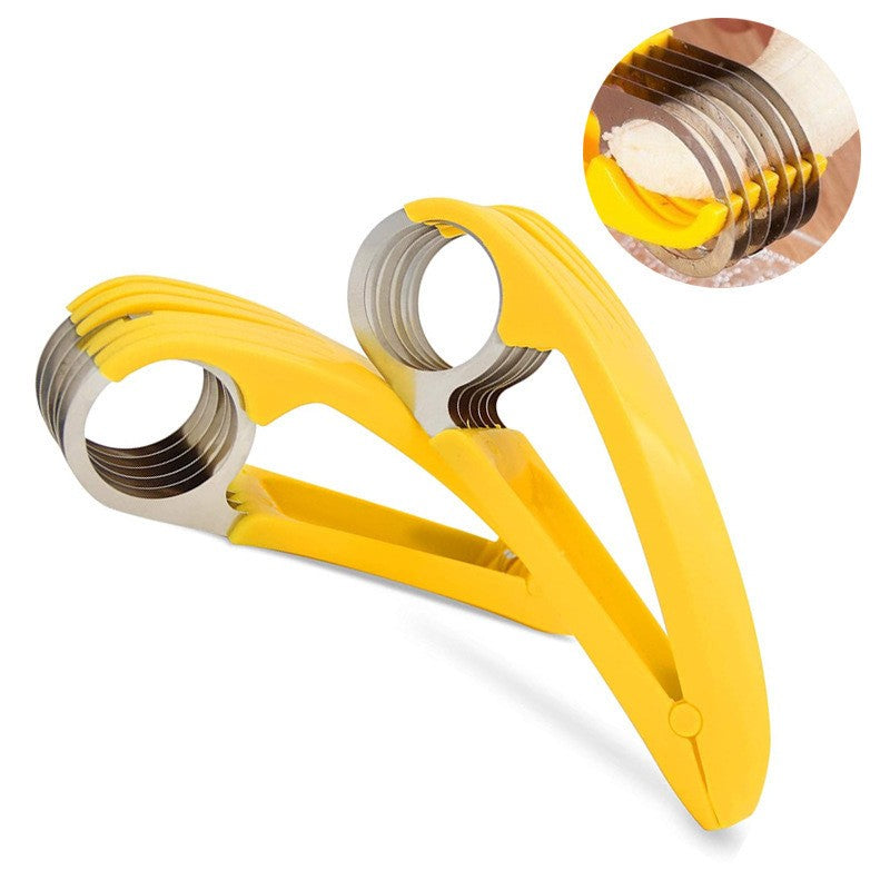 Feliator pentru Alimente, Accesoriu pentru Bucatarie, Cutit pentru Legume si Fructe, Model Banana, Ergonomic, 17.5x5x4 cm, Galben