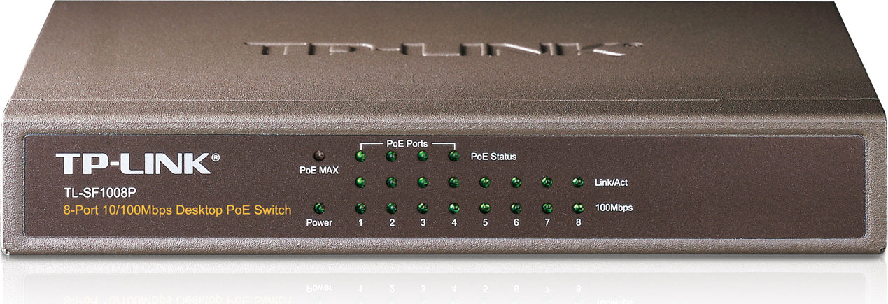SWITCH PoE TP-LINK 8 porturi 10/100Mbps (4 PoE), IEEE 802.3af, carcasa metalica "TL-SF1008P"