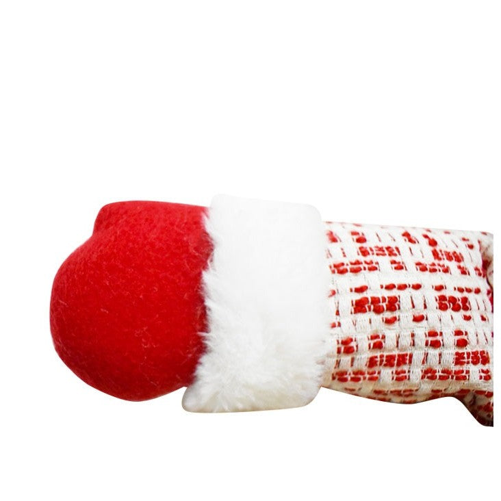 Figurina Decorativa, Pentru Craciun, Ren, Picioare Telescopice, Inaltime Reglabila 42 - 80 cm, cu Haina, Alb/Rosu