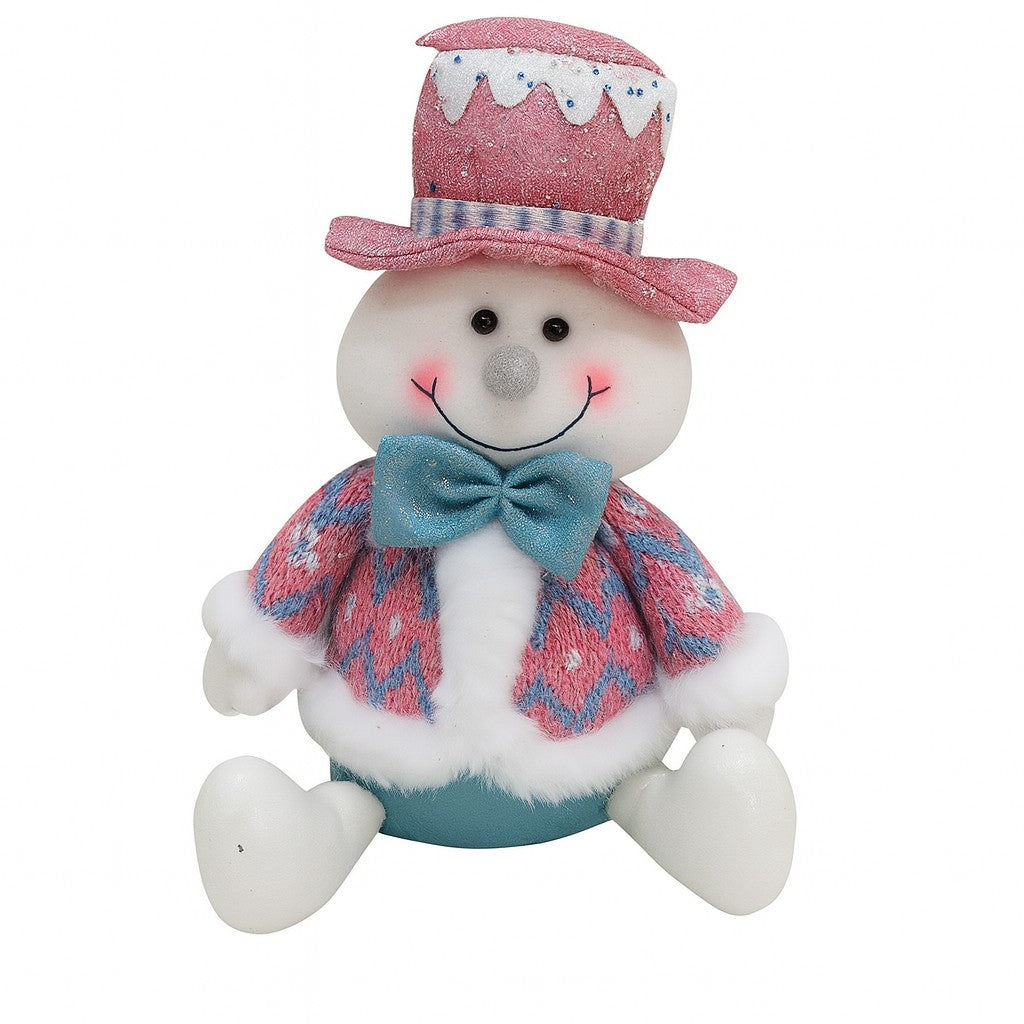 Figurina de Craciun Om de Zapada cu Palarie, Figurina Decorativa Om de Zapada pentru Sarbatorile de Iarna, 26 x 20 x 12 cm, Multicolor