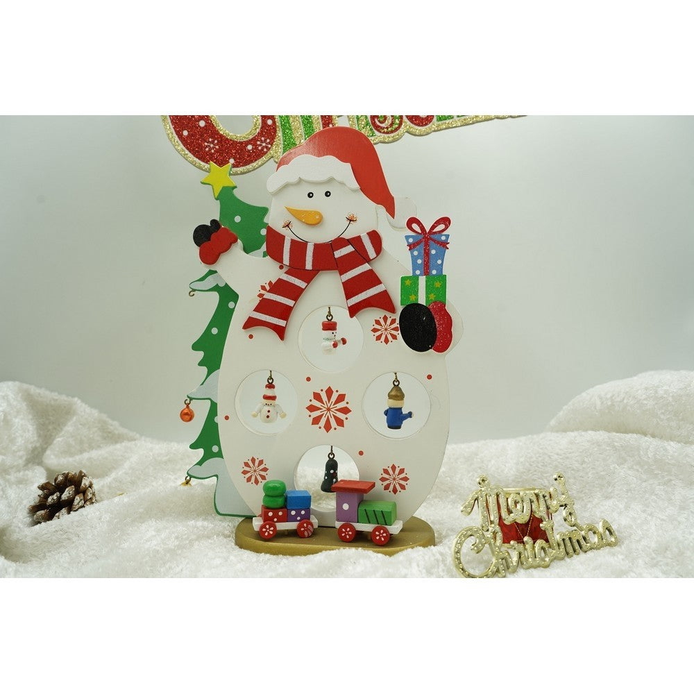 Figurina decorata de Craciun, Om de zapada, Alb, din Lemn, 18 cm x 24.5 cm, Interior