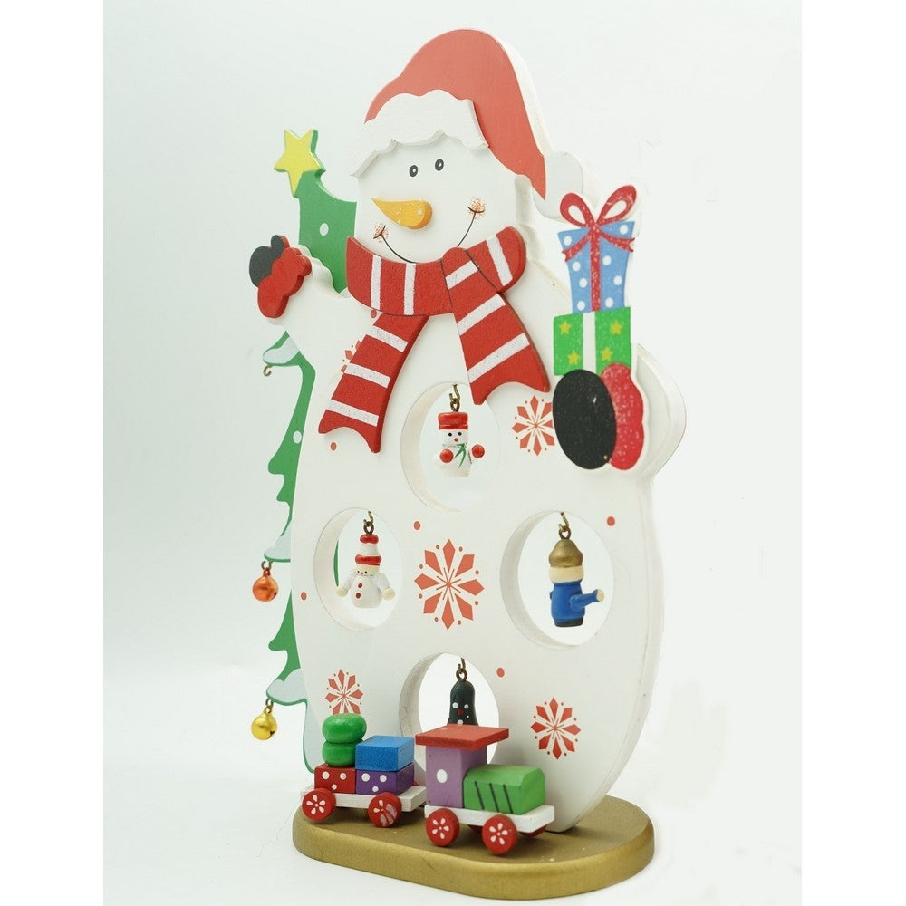 Figurina decorata de Craciun, Om de zapada, Alb, din Lemn, 18 cm x 24.5 cm, Interior
