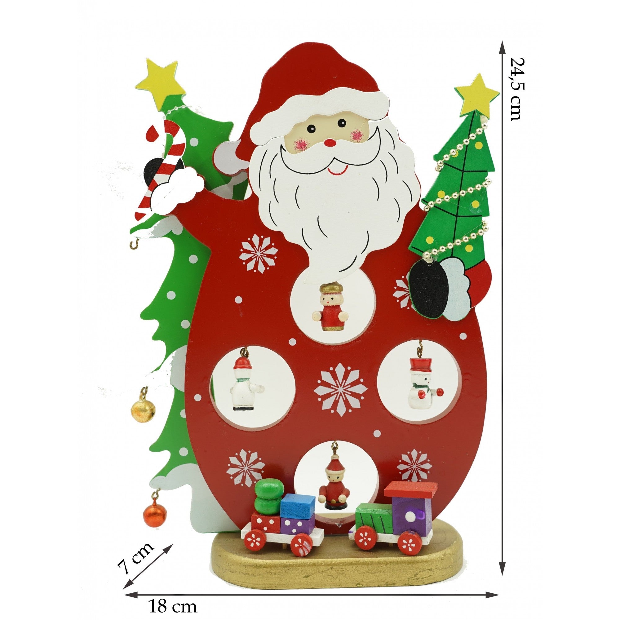 Figurina decorata, Mos Craciun, Rosu, din Lemn, 18 cm x 24.5 cm, Interior