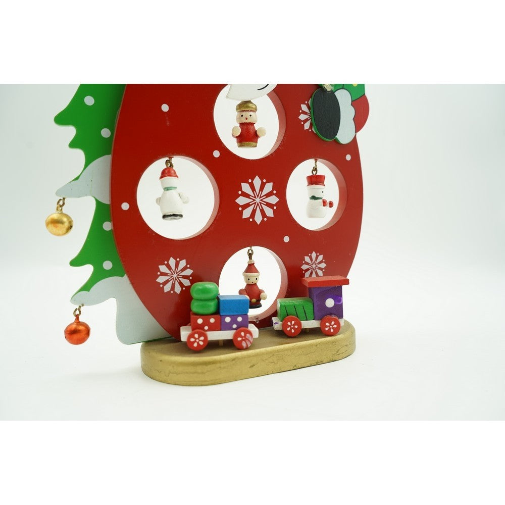 Figurina decorata, Mos Craciun, Rosu, din Lemn, 18 cm x 24.5 cm, Interior