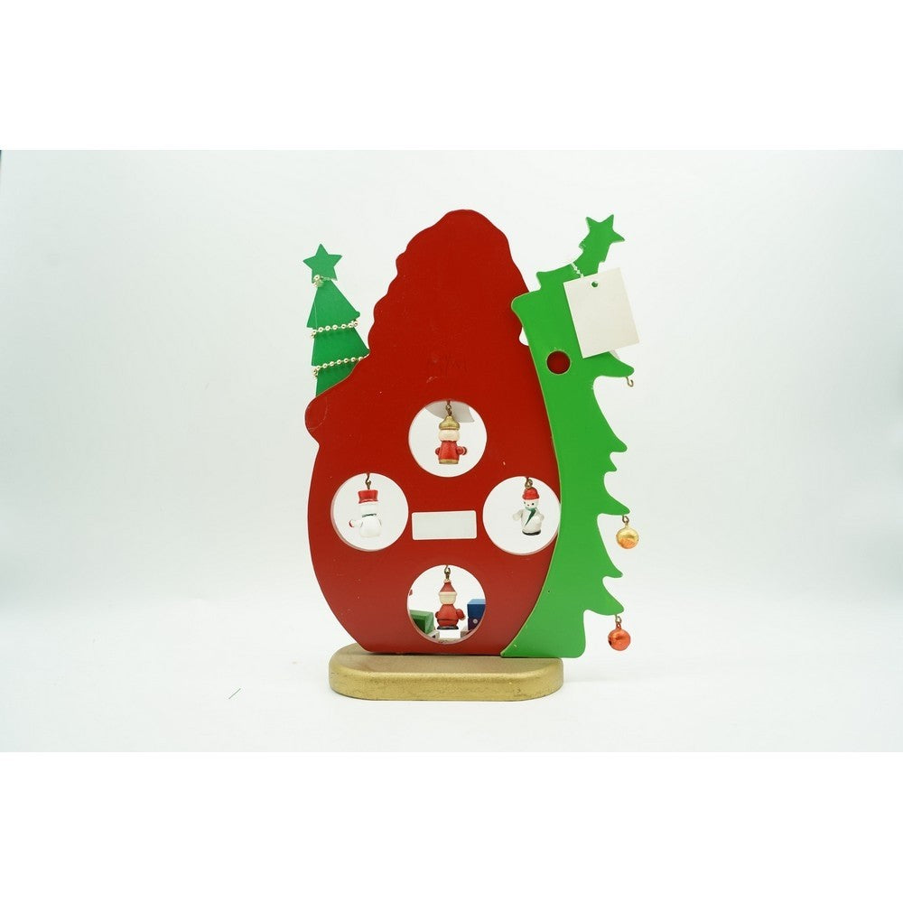 Figurina decorata, Mos Craciun, Rosu, din Lemn, 18 cm x 24.5 cm, Interior