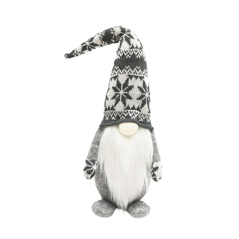 Figurina Decorativa, Pentru Craciun, Spiridus, Omul Padurii cu Barba Lunga, Inaltime 47 cm, Gri