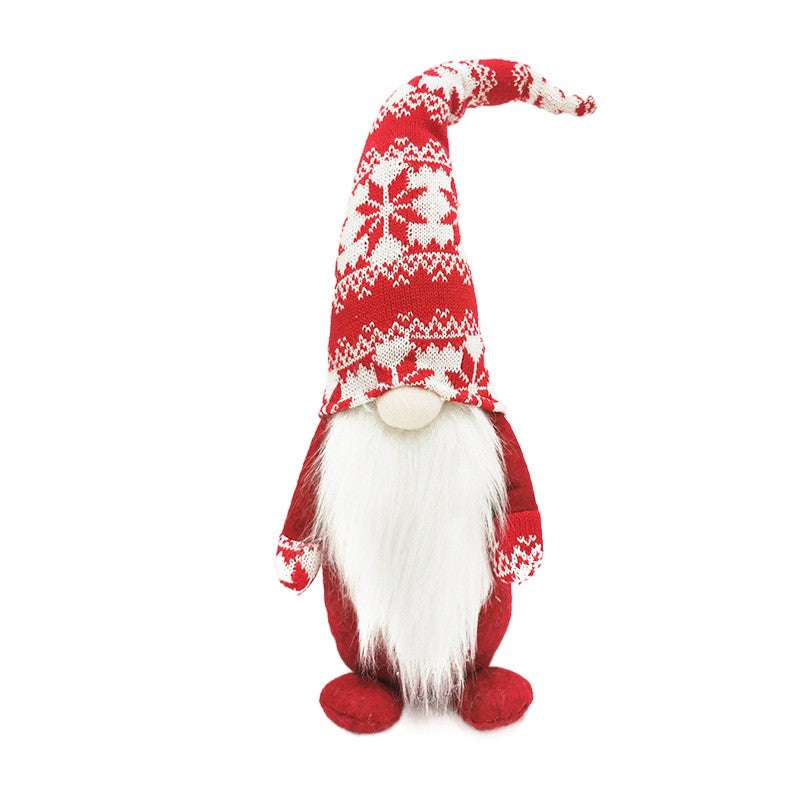 Figurina Decorativa, Pentru Craciun, Spiridus, Omul Padurii cu Barba Lunga, Inaltime 47 cm, Rosu