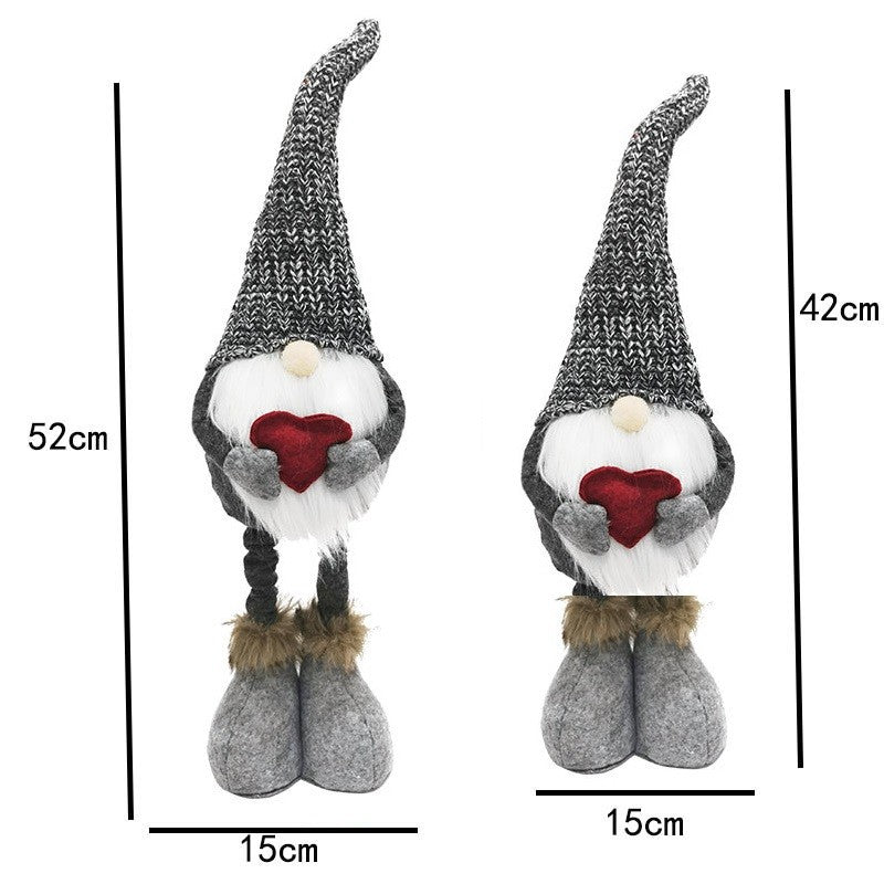 Figurina Decorativa, Pentru Craciun, Spiridus, Omul Padurii Indragostit, Picioare Telescopice, Inaltime reglabila 42 - 52 cm, Gri