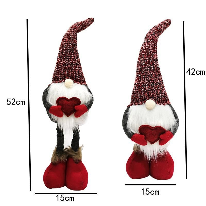 Figurina Decorativa, Pentru Craciun, Spiridus, Omul Padurii Indragostit, Picioare Telescopice, Inaltime reglabila 42 - 52 cm, Rosu