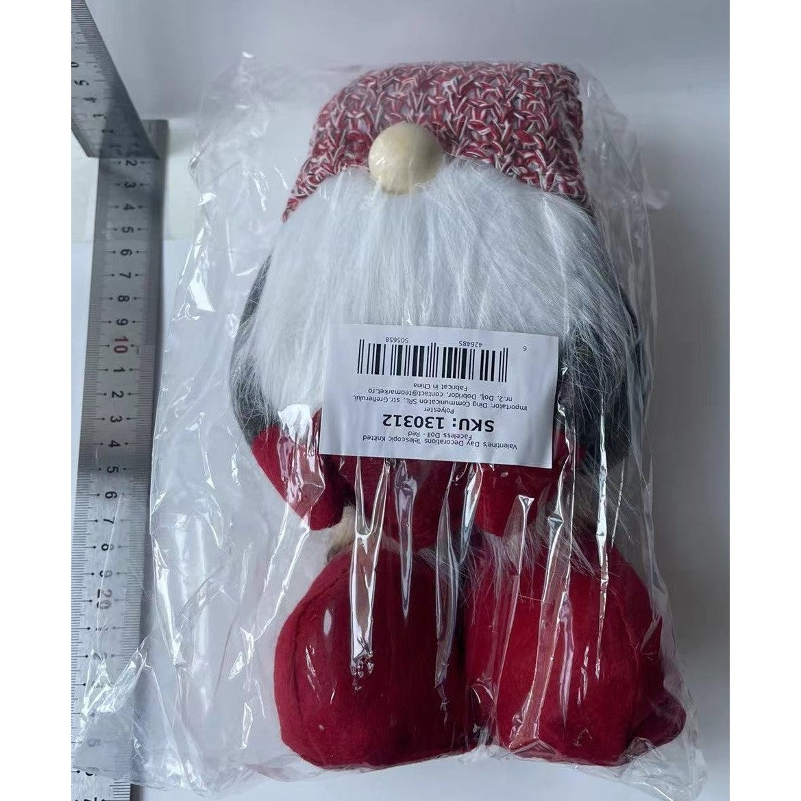 Figurina Decorativa, Pentru Craciun, Spiridus, Omul Padurii Indragostit, Picioare Telescopice, Inaltime reglabila 42 - 52 cm, Rosu
