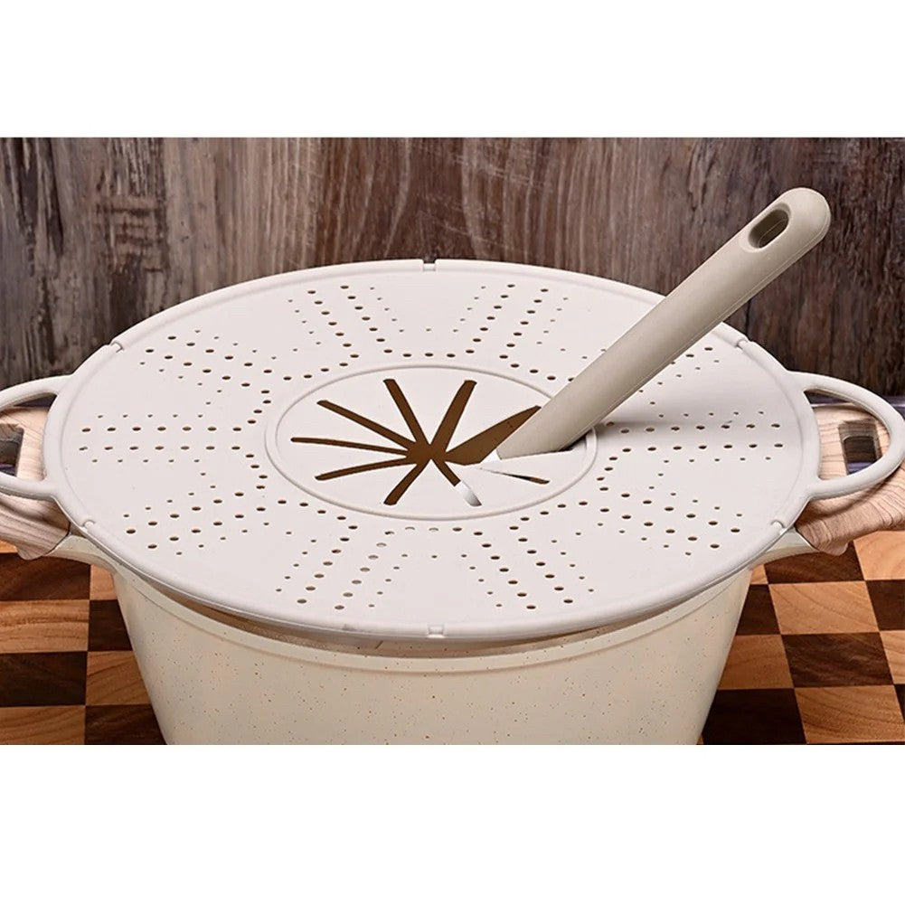 Capac Sita pentru Tigaie, 28 inch, Capac din Silicon pentru Scuregere, Rezistent la Remperaturi ridicate, Anti-Stropire, Deflector de Ulei, Alb