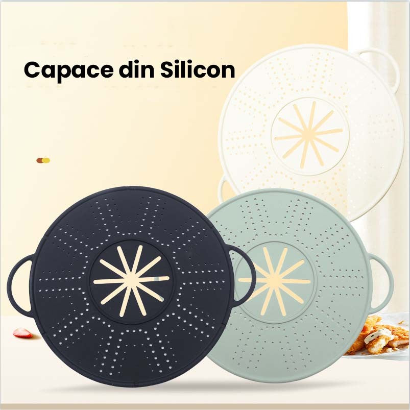 Capac Sita pentru Tigaie, 28 inch, Capac din Silicon pentru Scuregere, Rezistent la Remperaturi ridicate, Anti-Stropire, Deflector de Ulei, Verde deschis
