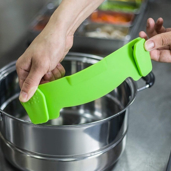 Strecurator Filtru pentru Vase, din Silicon Rezistent la Temperaturi Inalte, Universal, Paste, Legume, Fructe, 23x12.5x6.7 cm Verde