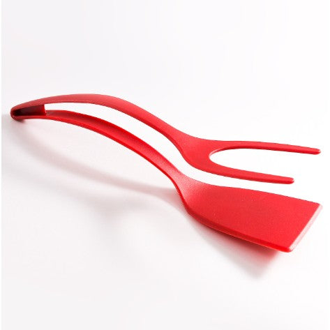 Spatula Multifunctionala tip Cleste, Spatula Cleste pentru Gatit, Silicon PP, pentru Alimente, Carne, Paine, 31 x 8.5 cm Rosu