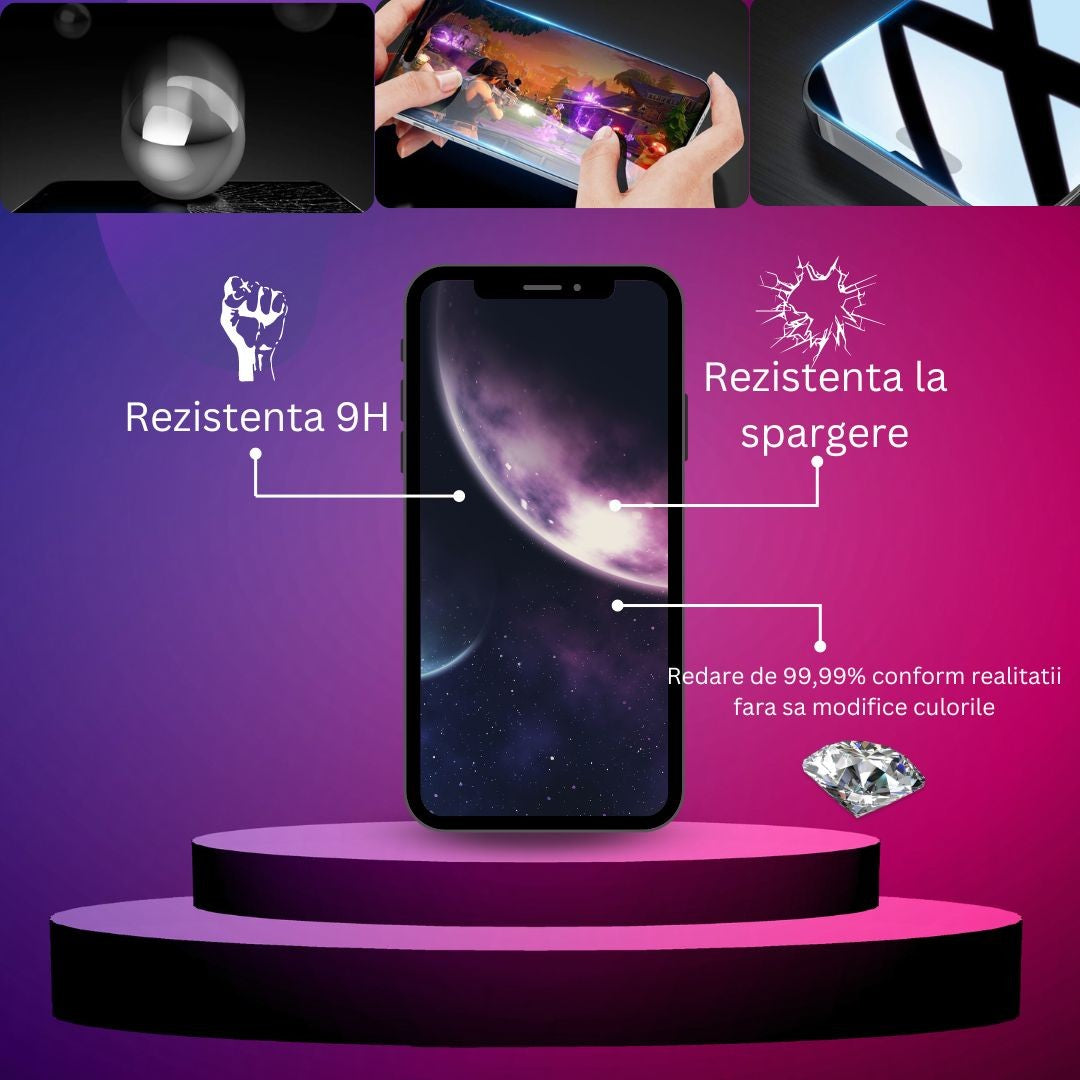 Folie de protectie Ceramica,  Flippy,  compatibila cu Apple iPhone 15 Pro Max, Transparenta HD, 9H, margini negre