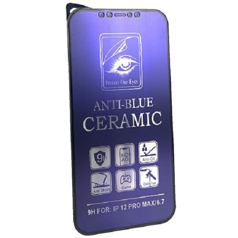 Folie de Protectie, pentru iPhone 15, Ceramic Anti-Blue, 9H, Protectie Ochi, Anti-Soc, Mov