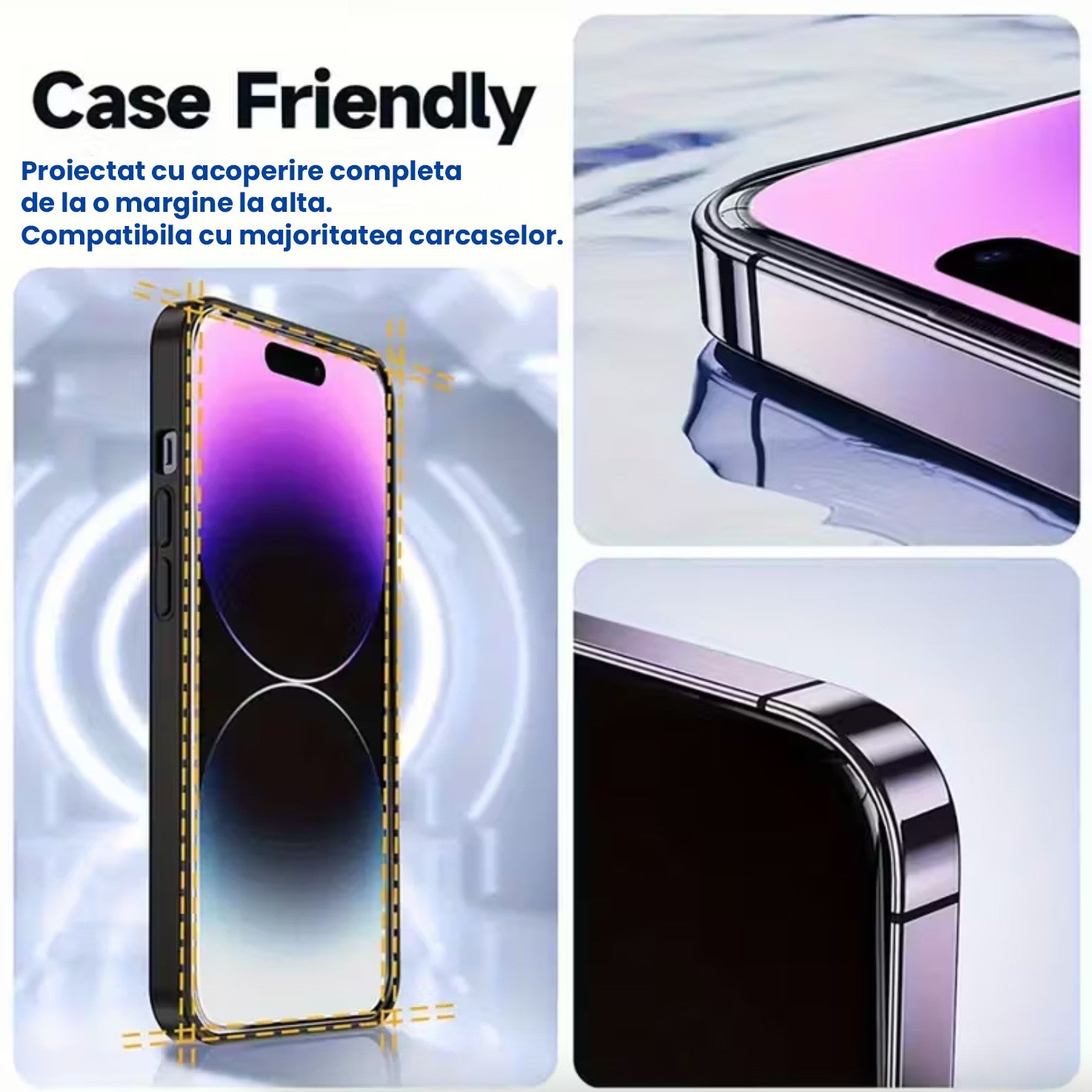 Folie de Protectie pentru Apple iPhone 16 Plus, Sticla Securizata 3D, High Definition pentru Ecran complet, Anti Zgirieturi, Anti bule