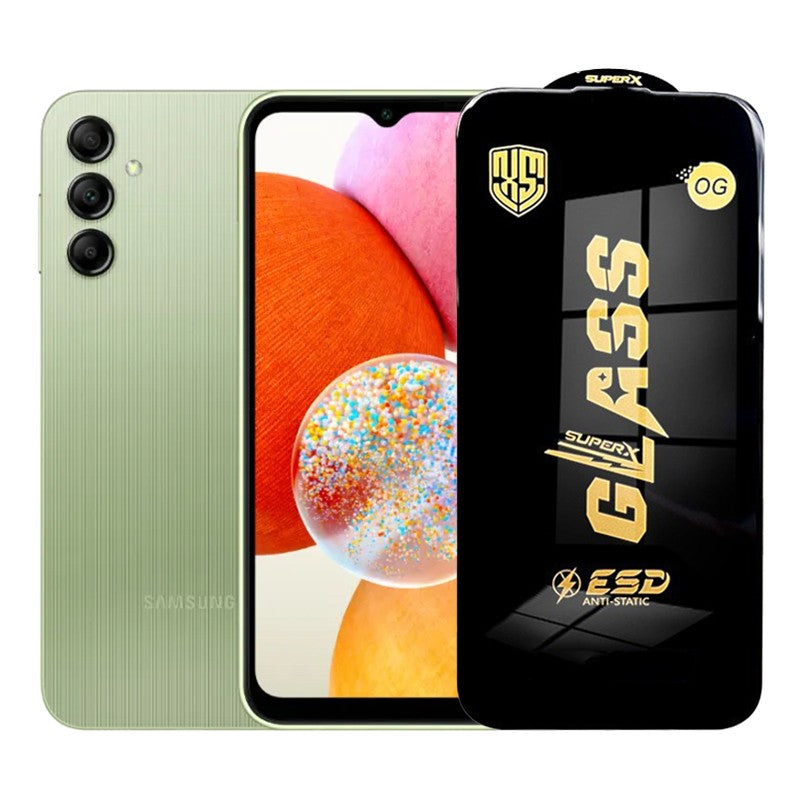 Folie de Protectie pentru Samsung Galaxy A14, Sticla Securizata ESD, Margini Negre, Rezistenta la Zgirieturi, Antistatica, 0.35 mm, Transparenta