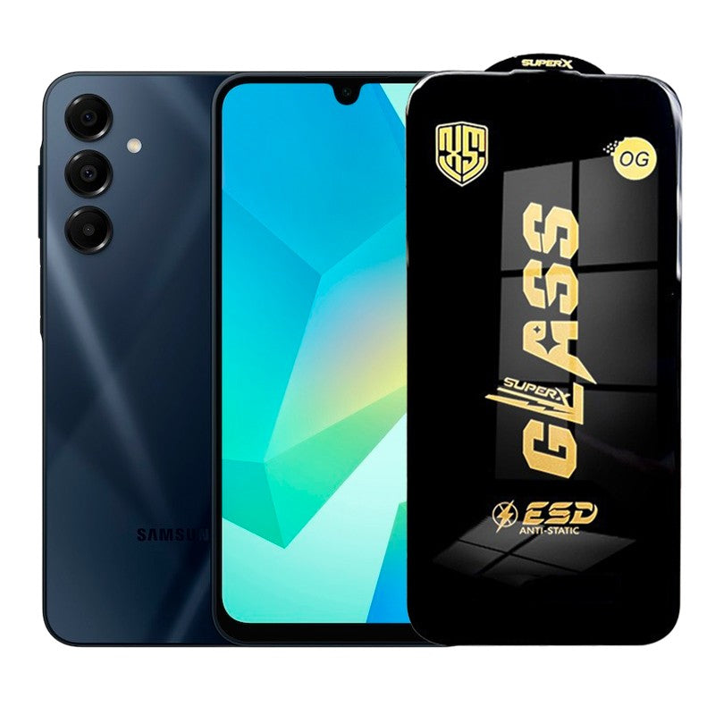 Folie de Protectie pentru Samsung Galaxy A16, Sticla Securizata ESD, Margini Negre, Rezistenta la Zgirieturi, Antistatica, 0.35 mm, Transparenta