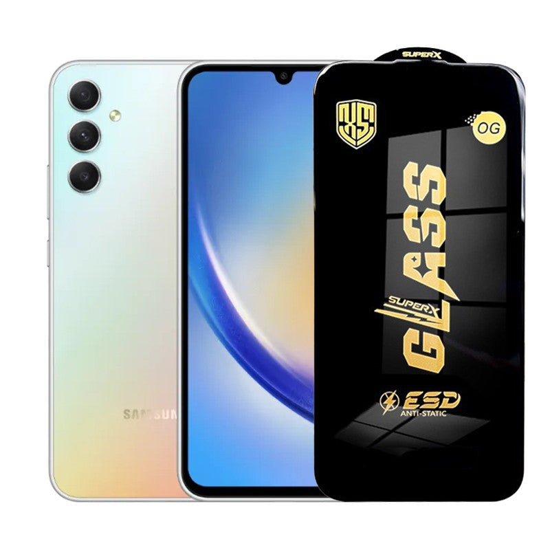 Folie de Protectie pentru Samsung Galaxy A34, Sticla Securizata ESD, Margini Negre, Rezistenta la Zgirieturi, Antistatica, 0.35 mm, Transparenta