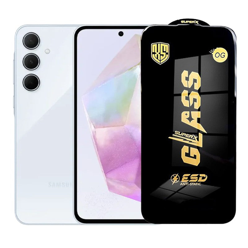 Folie de Protectie pentru Samsung Galaxy A35, Sticla Securizata ESD, Margini Negre, Rezistenta la Zgirieturi, Antistatica, 0.35 mm, Transparenta