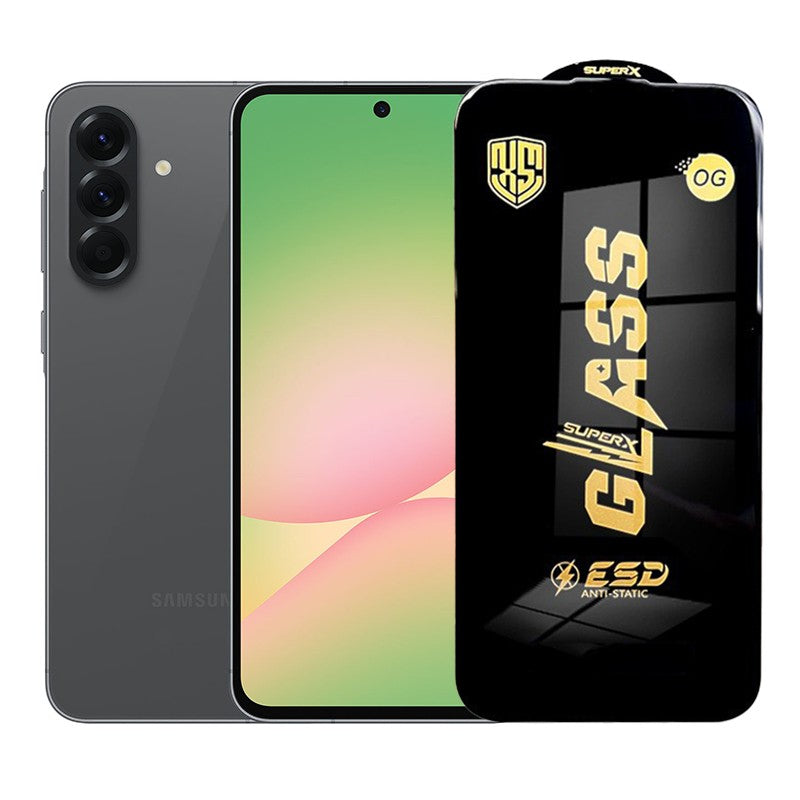 Folie de Protectie pentru Samsung Galaxy A56, Sticla Securizata ESD, Margini Negre, Rezistenta la Zgirieturi, Antistatica, 0.35 mm