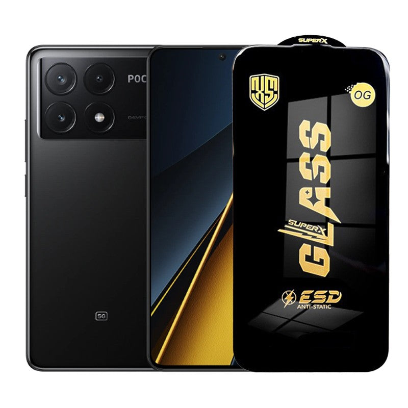 Folie de Protectie pentru Xiaomi Poco X6 Pro, Sticla Securizata ESD, Margini Negre, Rezistenta la Zgirieturi, Antistatica, 0.35 mm, Transparenta